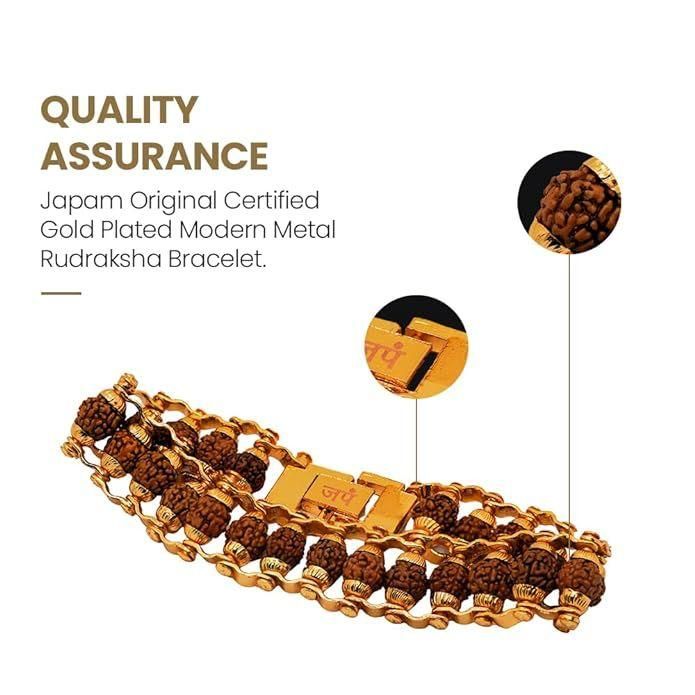 Genuine Paanch Mukhi Modern Rudraksha Bracelet With Gold Plating.™