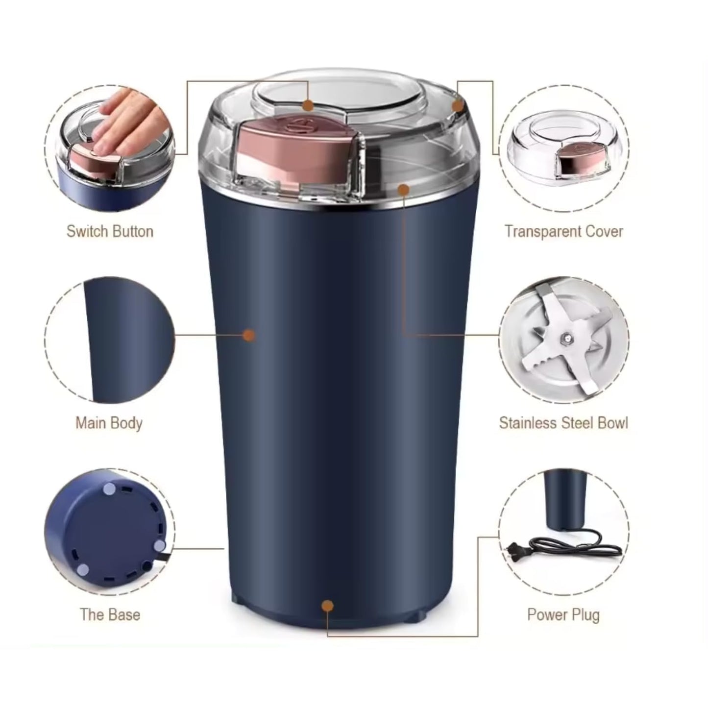 Heavy Duty Portable Powerful Electric Grinder Dry Spice Masala or Coffee Grinder With Push Button Control