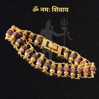 Genuine Paanch Mukhi Modern Rudraksha Bracelet With Gold Plating.™