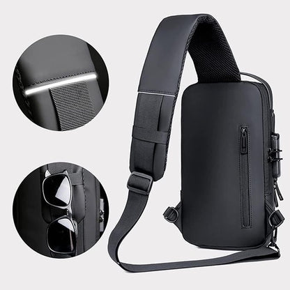 Anti theft Crossbody Sling Bag, Waterproof Chest Daypack with USB Charging, Shoulder Backpack for Men Women