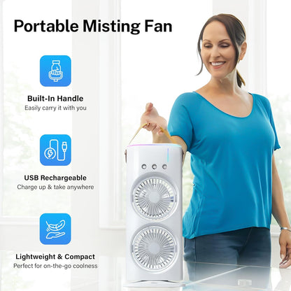 Portable Mini AC USB charging with 7 color LED lights with 3 wind speed Double fan