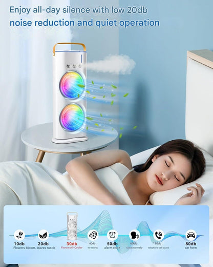 Portable Mini AC USB charging with 7 color LED lights with 3 wind speed Double fan