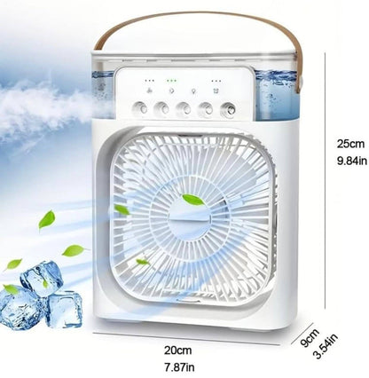 Portable Mini AC USB charging with 7 colour LED lights with 3 wind speed "Single fan" White